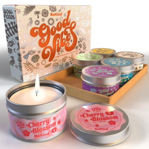 1 BeKind Good Vibes 6 Scented Candles Set