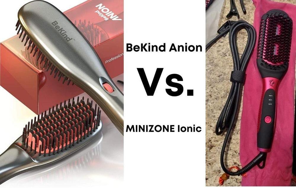 BeKind Anion Hair Straightener Brush Vs. MINIZONE Hair Straightener Brush 2 in 1 Ionic