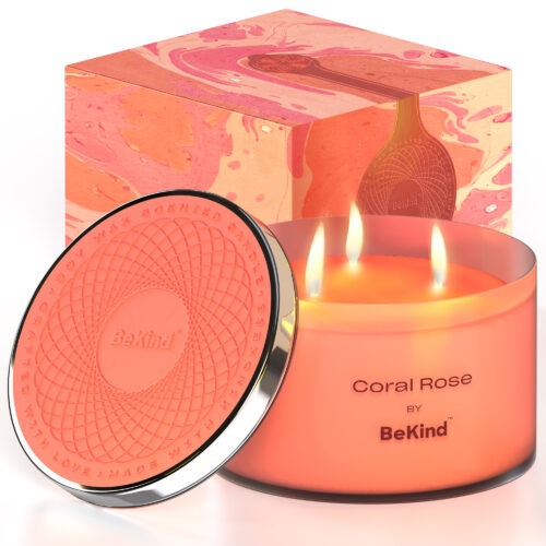 01 2 Bekind Large Jar Scented Candles - 14oz (Coral Rose)