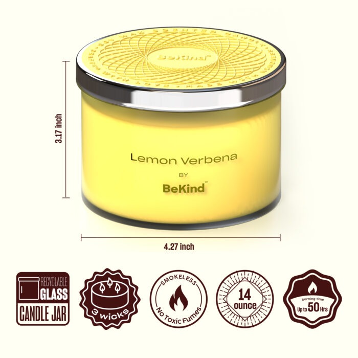 02 3 Bekind Large Jar Scented Candles - 14oz (Lemon Verbena)