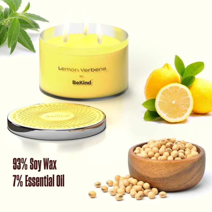 03 3 Bekind Large Jar Scented Candles - 14oz (Lemon Verbena)